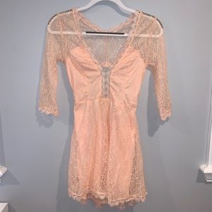 Tobi Pink Lace Dress